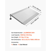 Load image into Gallery viewer, Amocart 42.5x23.2 in Threshold Ramp 1000LBS Platform Aluminum Wheelchair Ramp with Adjustable Height for Doorways Home Steps