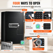 Load image into Gallery viewer, SucceBuy Single/Double Door Safe Box with Key Lock Password & Fingerprint Safe Lock Box with Fireproof Bag Key Rack & LED Light - AMOCART