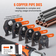 Load image into Gallery viewer, SucceBuy Press Tool 18V Electric Pipe Crimping for 1/2” 3/4” 1”1-1/4" 1-1/2"2" Copper Pipes Press Tool with Brushless Motor - AMOCART