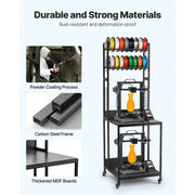 Load image into Gallery viewer, SucceBuy 3D Printer Filament Storage Rack 4Tier 3DPrinter Stand w/Filament Storage Spools Holder Racks Cart w/ Wheels for Office - AMOCART