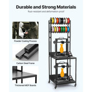 Load image into Gallery viewer, Amocart 3D Printer Filament Storage Rack 4Tier 3DPrinter Stand w/Filament Storage Spools Holder Racks Cart w/ Wheels for Office