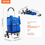 Load image into Gallery viewer, SucceBuy 36L Folding Shopping Cart Stair Climbing Handcart with Wheels & Oxford Cloth Bag Hand Truck for Grocery Laundry Storage - AMOCART