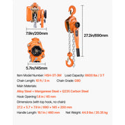 Load image into Gallery viewer, SucceBuy Manual Lever Chain Hoist 1-1/2T / 3T / 6T Capacity Come Along 10FT/ 20FT Lift G80 Alloy Steel Chain 360°Rotating Hooks - AMOCART