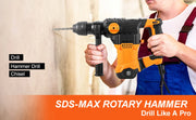 Charger l'image dans la visionneuse de galerie, Amocart 1500W Rotary Hammer Drill Max Drilling 32mm 4 Modes Plus Corded Demolition Chipping Metal Concrete Breaker Jackhammer