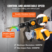 Load image into Gallery viewer, SucceBuy 1500W Rotary Hammer Drill Max Drilling 32mm 4 Modes Plus Corded Demolition Chipping Metal Concrete Breaker Jackhammer