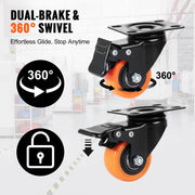 Load image into Gallery viewer, SucceBuy 2/3/4/5/6-inch Swivel Plate Casters Set of 4 with Security Dual Locking PVC Caster Wheels for Cart Furniture Workbench - AMOCART
