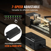 Load image into Gallery viewer, SucceBuy Mini Wood Lathe Machine 2.76in x 6.3in 24VDC 96W Machine Accessories, 7 Speed s for Woodworking Wood Drill Rotary Tool - AMOCART