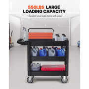 Load image into Gallery viewer, with 360°Swivel Wheels Ergonomic Storage Handle for Warehouse/Garage/Cleaning Amocart 2/3 Shelf Utility Service Cart Heavy Duty