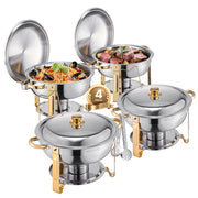 Load image into Gallery viewer, SucceBuy 4 Pack Chafing Dish Buffet Set Stainless Steel Chafer w/4 Full Size Pan Round Catering Warmer Server for Party Banquets