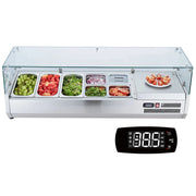 Bild in Galerie-Viewer laden, SucceBuy Refrigerated Condiment Prep Station with 3 1/3 Pans & 4 1/6 Pans 304 Stainless Body and PC Lid with Glass Guard ETL