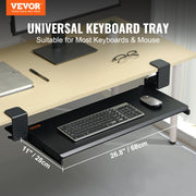 Charger l'image dans la visionneuse de galerie, Amocart 26.8in Under Desk Keyboard Tray Slide in/out Ergonomic Universal Keyboard Tray No-Drilling C-Clamps Easy to Install