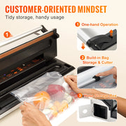 Load image into Gallery viewer, SucceBuy Commercial Vacuum Sealer Machine Multifunction Automatic Food Packaging with Bag Roll Storage Cutter for Home Kitchen - AMOCART