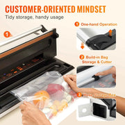 Load image into Gallery viewer, SucceBuy Commercial Vacuum Sealer Machine Multifunction Automatic Food Packaging with Bag Roll Storage Cutter for Home Kitchen