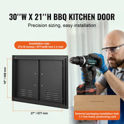 Load image into Gallery viewer, SucceBuy BBQ Access Door Double Outdoor Kitchen Door Wall Vertical Door with Handles and Ventss for BBQ Island Grilling Station