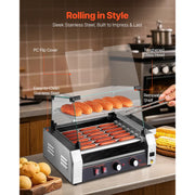 Load image into Gallery viewer, SucceBuy 5 7 11 Rollers Hot Dog Roller Stainless Steel Sausage Grill Cooker Commercial Hot Dog Machine with Dual Temp Control - AMOCART