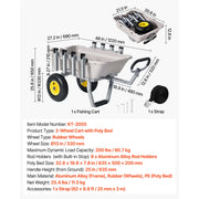 Load image into Gallery viewer, SucceBuy 200 lbs Foldable Beach Fishing Cart with Aluminum Alloy Frame 13in Tires & 8 Rod Holders for Outdoor Camping Picnic - AMOCART