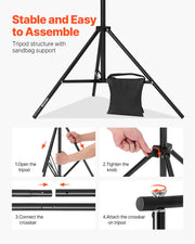 Load image into Gallery viewer, SucceBuy Backdrop Stand Adjustable Photo Backdrop Kit Heavy Duty Projector Screen Stand for Wedding Photo Video Studio Party