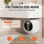 Load image into Gallery viewer, SucceBuy Electric Mini-Tank Water Heater 1440W Hot Water Boiler Storage for Kichen Bathroom Restaurant Shelf Wall Floor Mounted