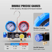 Load image into Gallery viewer, SucceBuy 4 Way AC Gauge-AC Manifold Gauge Set with 5ft Hoses for R134A/R22/R12/R410A Work on Car Freon Charging and Evacuation