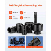 Load image into Gallery viewer, Amocart Drive Impact Socket Set 6 Point Shallow Impact Sockets with Extension Bars Cr-V Steel Size Marking and Carrying Case