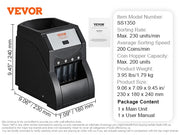 Bild in Galerie-Viewer laden, Amocart 230/300 Coins/Min USD Coin Sorter Wrapper Professional Electric Automatic Machine LED Display for School Shop Bank Home