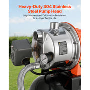 Load image into Gallery viewer, Amocart 1HP/1.6 HP Shallow Well Pump with Pressure Tank 120V Stainless 5-Gal Tank 20/40 PSI Pressure Switch for Home Garden