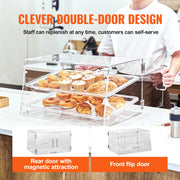 Load image into Gallery viewer, SucceBuy 2/3-Tier Commercial Acrylic Pastry Bakery Display Case with Rear Door Access & Removable Shelves for Donut Bagels Cake