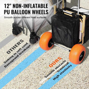 Load image into Gallery viewer, Amocart Beach Dolly with Big Wheels for Sand 165LBS Folding Cart with Cargo Deck Solid Wheel Adjustable Height Cart for Beach