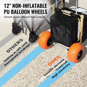 Load image into Gallery viewer, Beach Dolly with Big Wheels for Sand 165LBS Folding Cart with Cargo Deck Solid Wheel Adjustable Height Cart for Beach