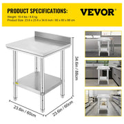 Load image into Gallery viewer, SucceBuy Kitchen Work Bench Commercial Catering Table Worktable with Undershelf Stainless Steel 330LBS 286LBS Restaurant Garage