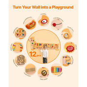 Bild in Galerie-Viewer laden, Amocart Puppy Kids Wall Busy Panels 12 Activities Board Montessori Sensory Learning Activity Center for Children Playroom Toys