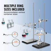 Charger l'image dans la visionneuse de galerie, Amocart Lab Stand Support Laboratory Retort 2 Sets Steel Lab Stand 23.6" Rod Includes Flask Clamps Burette Clamps&Cross Clamps