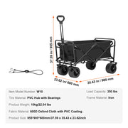 Charger l'image dans la visionneuse de galerie, Amocart Collapsible Folding Wagon Beach Wagon Cart with All-Terrain Wheels Drink Holder Sport Wagon for Camping Shopping Garden