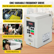 Load image into Gallery viewer, SucceBuy 2.2/3/4/7.5KW VFD Frequency Inverter 110V/220V 1/3P Input 3P Output Variable Frequency Drive CNC Motor Converter