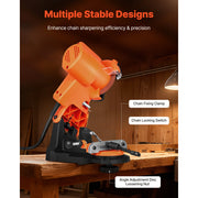 Load image into Gallery viewer, SucceBuy Electric Chainsaw Sharpener 85 W Bench Saw Chain Sharpener 5000 RPM with 2 Grinding Wheels for Woodworking Gardening