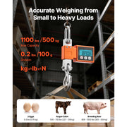 Load image into Gallery viewer, SucceBuy 1100Lbs/500kg Digital Crane Scale Industrial Hanging Scale with LCD Display 0.2lbs Division & 3 Unit Switch for Garage - AMOCART