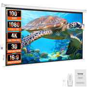 Load image into Gallery viewer, SucceBuy Electric Motorized Projector Screen 100in16:9 4K 1080 HD Wall Mount Movie Screen for Family Home Office Movie Theater