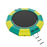 Charger l'image dans la visionneuse de galerie, Amocart 12ft Inflatable Water Bouncer Recreational Water Trampoline Portable Bounce Swim Platform with Slide 3-Step Ladder