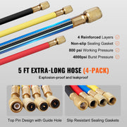 Load image into Gallery viewer, SucceBuy 4 Way AC Gauge-AC Manifold Gauge Set 5ft Hoses for R134A/R22/R12/R410A Work on Car Auto Freon Charging and Evacuation