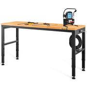 Load image into Gallery viewer, SucceBuy Heavy-Duty Workbench 72cm Adjustable Height Oak Wood Hardwood Top Table 900KG Load Capacity for Office Home Workshop - AMOCART
