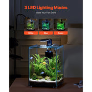 Charger l'image dans la visionneuse de galerie, Amocart Fish Tank Aquarium 2/5Gal Square Ultra-Clear Glass Starter Tank Adjustable 3 Color Lighting Self Cleaning System for Home