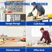 Load image into Gallery viewer, Amocart 2000 lbs Adjustable Garage Workbench 48/61" L x 20" W Work Table with 28.3"-38.1" Height & Hardwood Top for Office Home