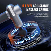 Bild in Galerie-Viewer laden, SucceBuy Mini Massage Gun Percussion Muscle Massage Gun for Athletes w/ 5 Speed Levels & 6 Massage Heads for Pain Relief Muscle