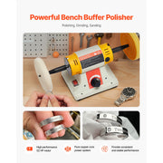 Load image into Gallery viewer, SucceBuy Bench Buffer Polisher 1/2HP 0 to 8000RPM with 2PCS4" Cotton Wheel 3PCS 3" Abrasive Fiber Wheels Compound for Metal Wood