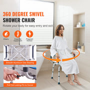 Bild in Galerie-Viewer laden, SucceBuy Swivel Shower Chair 360 Degree Adjustable with Armrest and Backrest for Shower or Bathtub Non-Slip for Elderly Disabled