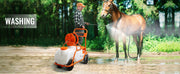 Charger l'image dans la visionneuse de galerie, Pulvérisateur de mauvaises herbes de jardin SucceBuy à batterie 56,7 L avec chariot à roulettes Tuyau de 38,4 m avec enrouleur 8 buses 2 lances avec verrouillage pour cultures