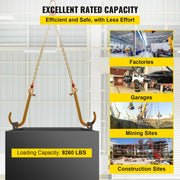 Load image into Gallery viewer, SucceBuy G80 V Bridle Chain 5/16" x 2' Towing Chain Bridle with 15" J & T & Grab Hooks Chain Bridle for Flatbed Truck Transport - AMOCART