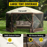 Load image into Gallery viewer, SucceBuy Pop-up Camping Gazebo Camping Canopy Shelter 6 Sided 12' x 12' / 10' x 10' Sun Shade Tents & Canopies Camping & Hiking