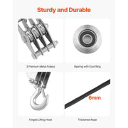 Load image into Gallery viewer, Amocart 4400Lbs Pulley Hoist System 5:1 Lifting Power w/ 2Soft Loops & 100ft Rope Block Tackle for Garage Lifting Heavy Objects