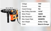 Load image into Gallery viewer, Amocart 1600W Rotary Hammer Drill Max Drilling 42mm 3 Modes Max Corded Demolition Chipping Metal Concrete Breaker Jackhammer
